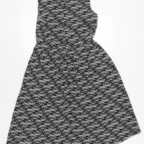 Boohoo Women's Black Geometric Polyester Dress, Size 10