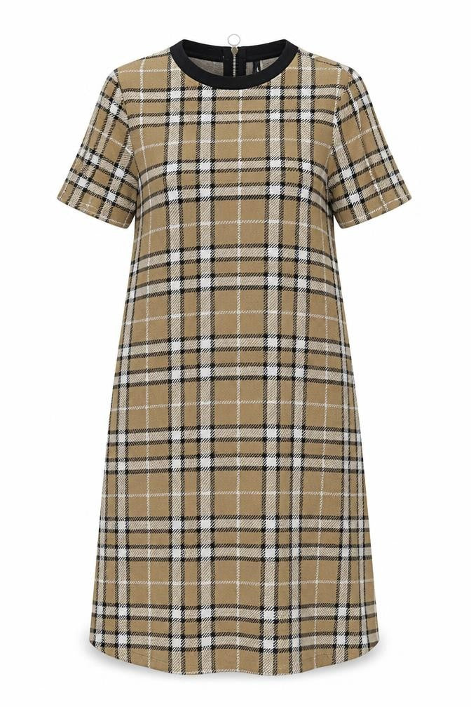 Front view of Stradivarius Women's Multicoloured Plaid Dress Sz S