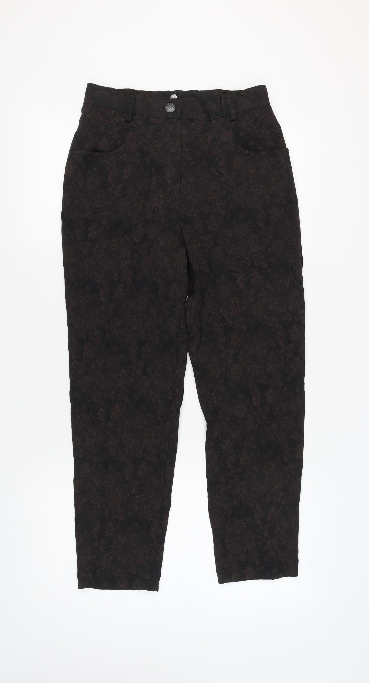 Verse Women's Black Floral Trousers Size 12