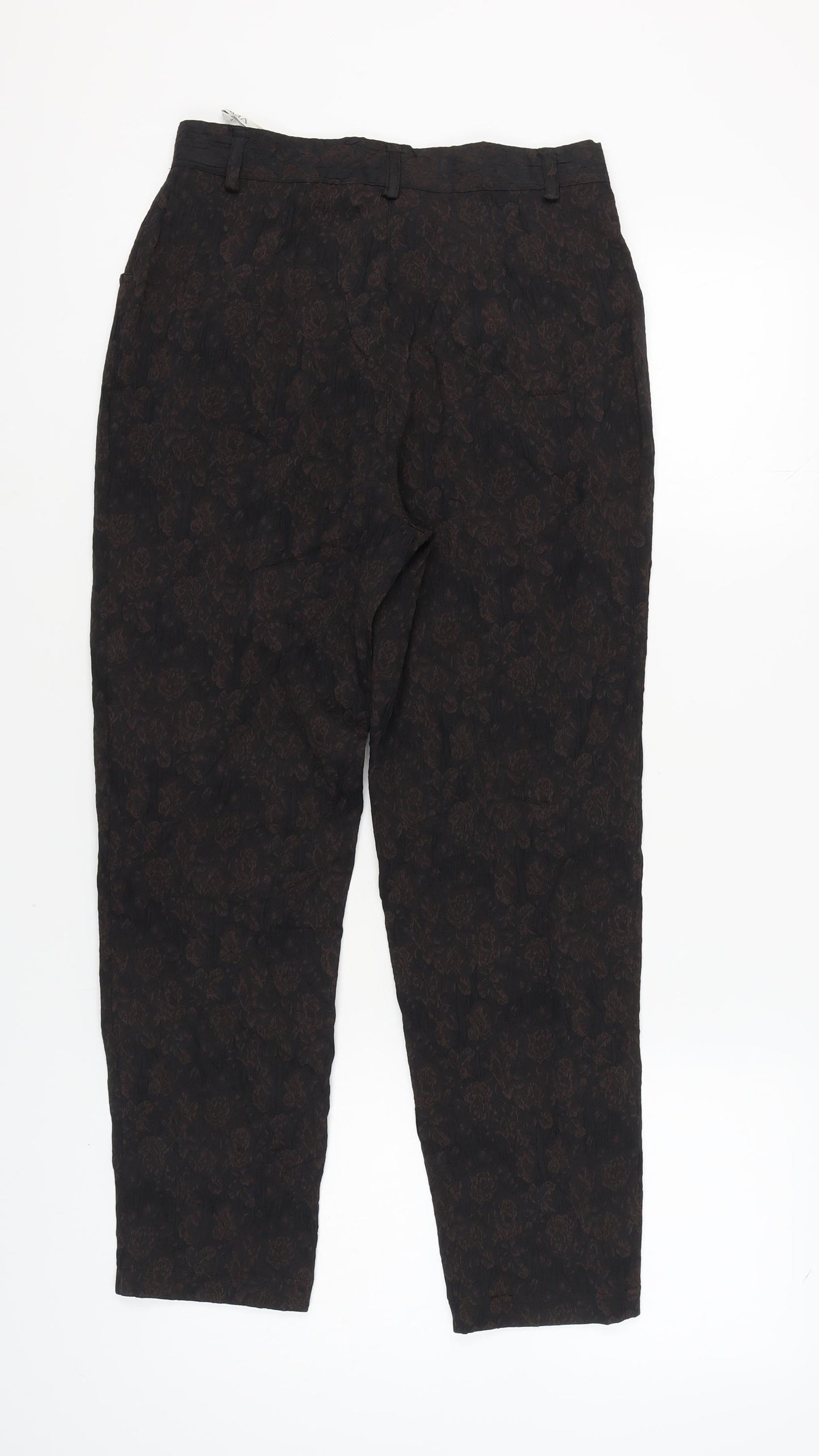 Verse Women's Black Floral Trousers Size 12