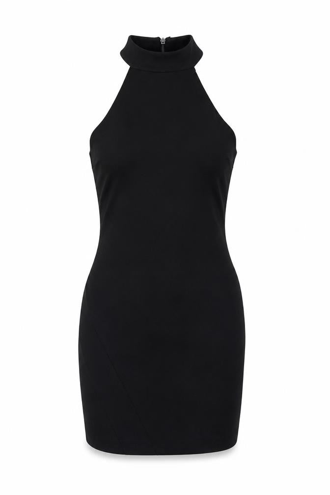 Front view of River Island Women's Black High Neck Dress, size 10