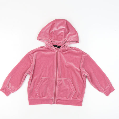 Very Girls Pink Velour Full Zip Hoodie, Size 3 Years