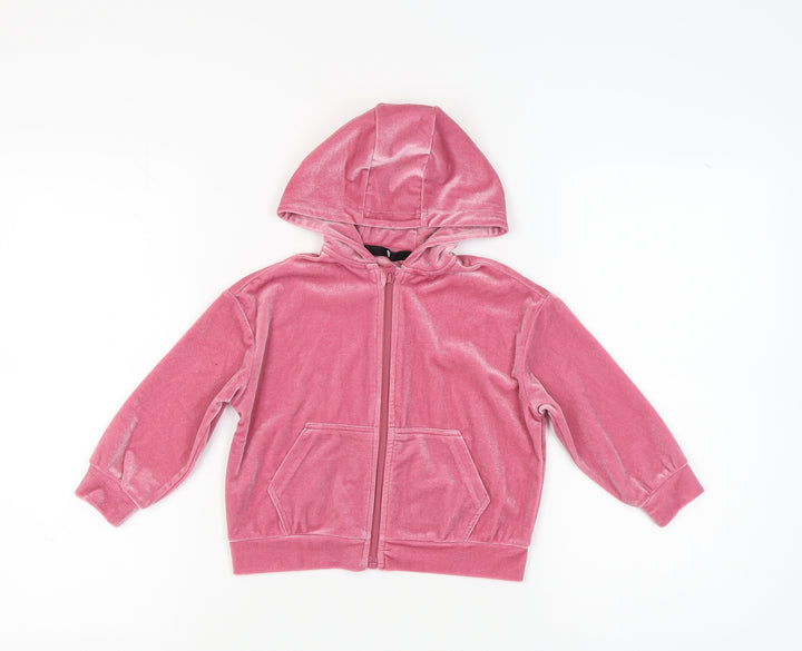 Very Girls Pink Velour Full Zip Hoodie, Size 3 Years