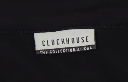Clockhouse Black Collared Dress with Tie, Size 10, Long Sleeve