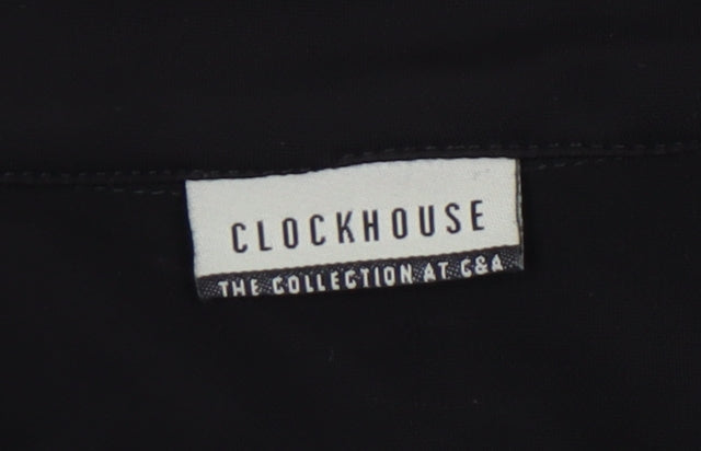 Clockhouse Black Collared Dress with Tie, Size 10, Long Sleeve