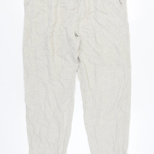 Next Women's Ivory Trousers Size 14R Linen-Blend