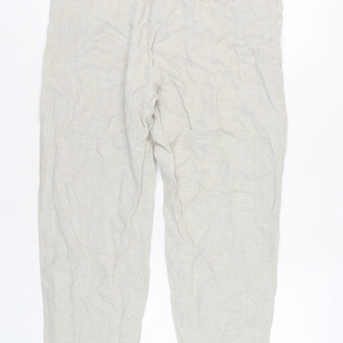 Next Women's Ivory Trousers Size 14R Linen-Blend