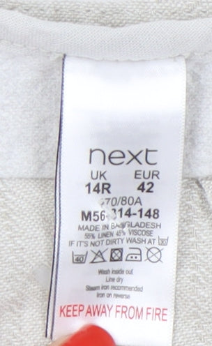 Next Women's Ivory Trousers Size 14R Linen-Blend
