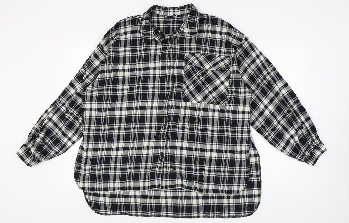 ASOS DESIGN Women's Black Plaid Button-Up Shirt Size 16