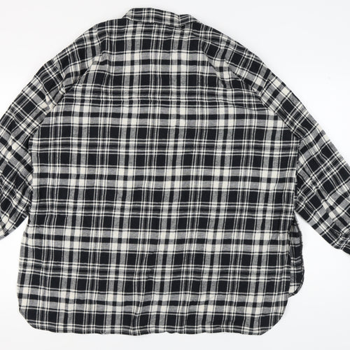 ASOS DESIGN Women's Black Plaid Button-Up Shirt Size 16