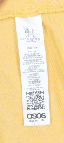 ASOS Yellow Unisex Pullover Hoodie L Casual Stylish