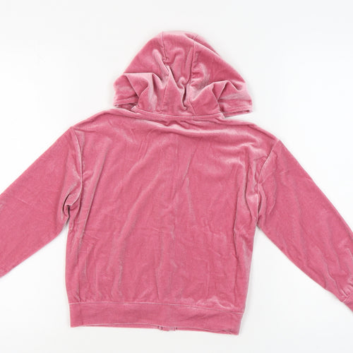 V by Very Pink Girls 8 Years Velour Hooded Full Zip Hoodie