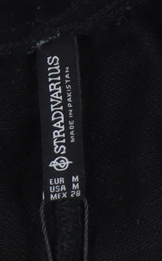 Stradivarius Women's Black Sweatpants, M, Elastic Waist, Knit