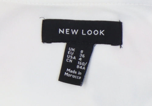 New Look Women's White Floral Fit & Flare Dress, Size 8