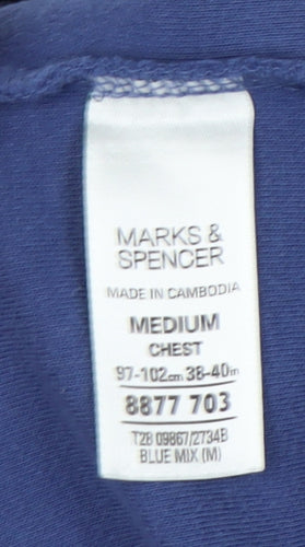 Marks and Spencer Men's Blue Full Zip Sweatshirt, M