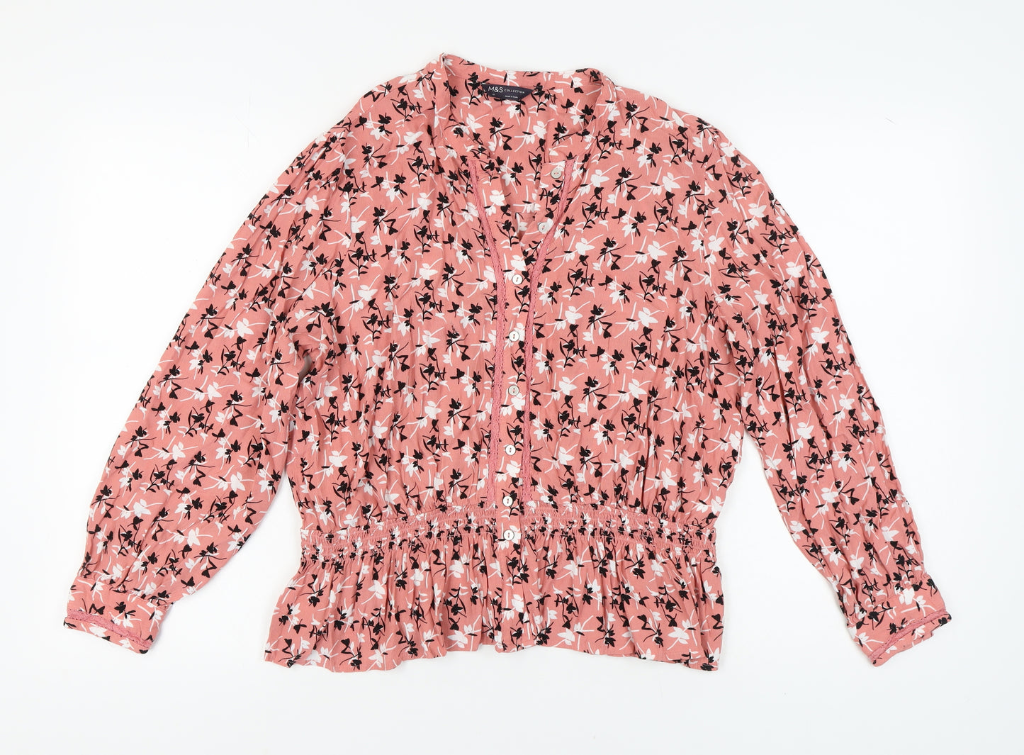 Marks and Spencer Women's Pink Floral Blouse Size 18