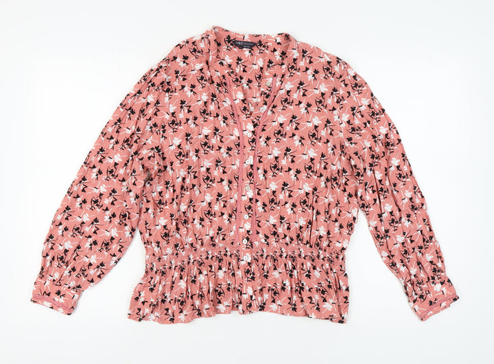 Marks and Spencer Women's Pink Floral Blouse Size 18