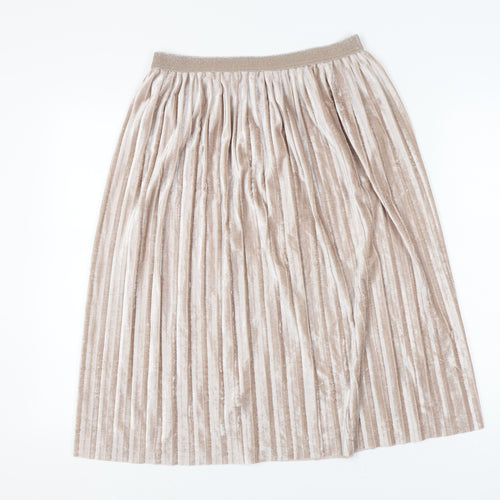 Marks and Spencer Women's Beige Pleated Midi Skirt UK 12