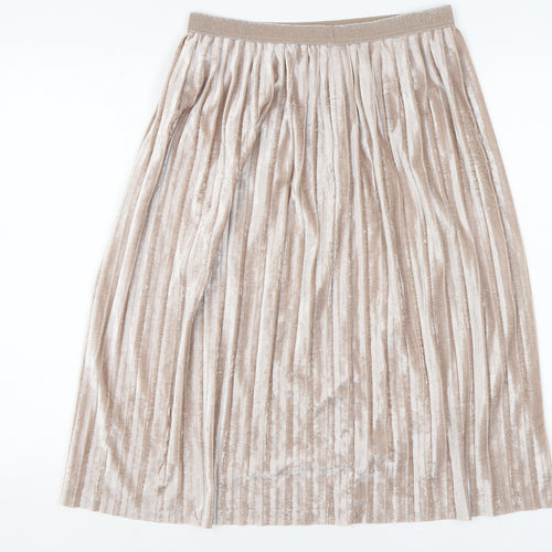 Marks and Spencer Women's Beige Pleated Midi Skirt UK 12