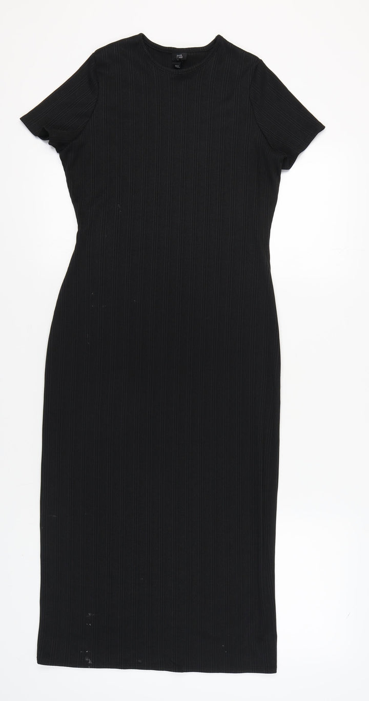 River Island Women's Black Bodycon Midi Dress, Size 12