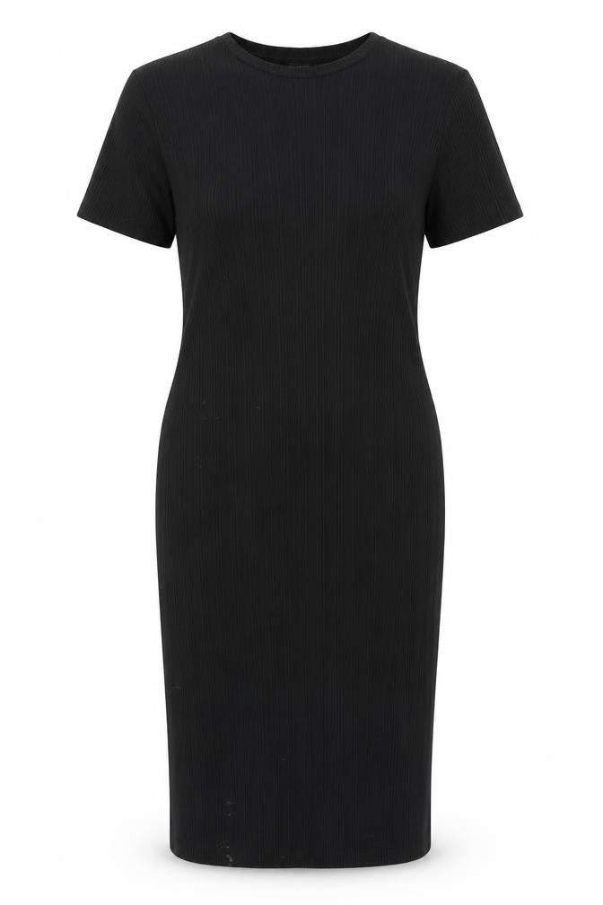 Front view of River Island Women's Black Bodycon Midi Dress, size 12