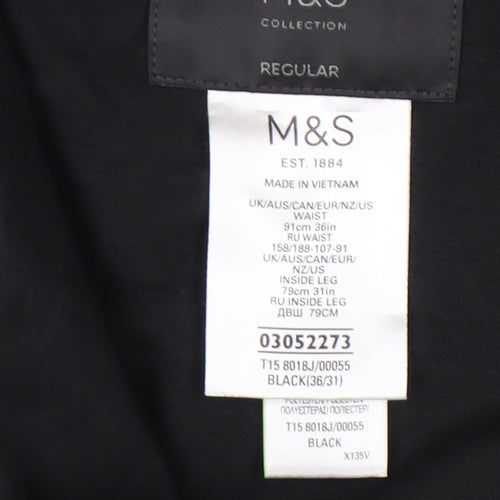 Marks & Spencer Men's Black Regular Fit Trousers