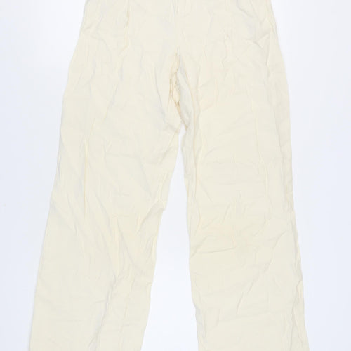 Zara Women's XS Ivory Wide-Leg Trousers - Modal Blend