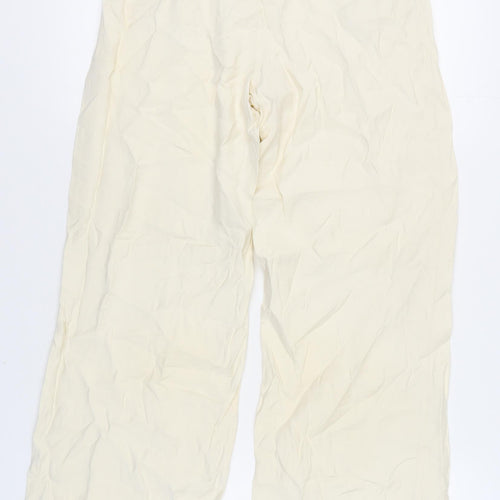 Zara Women's XS Ivory Wide-Leg Trousers - Modal Blend
