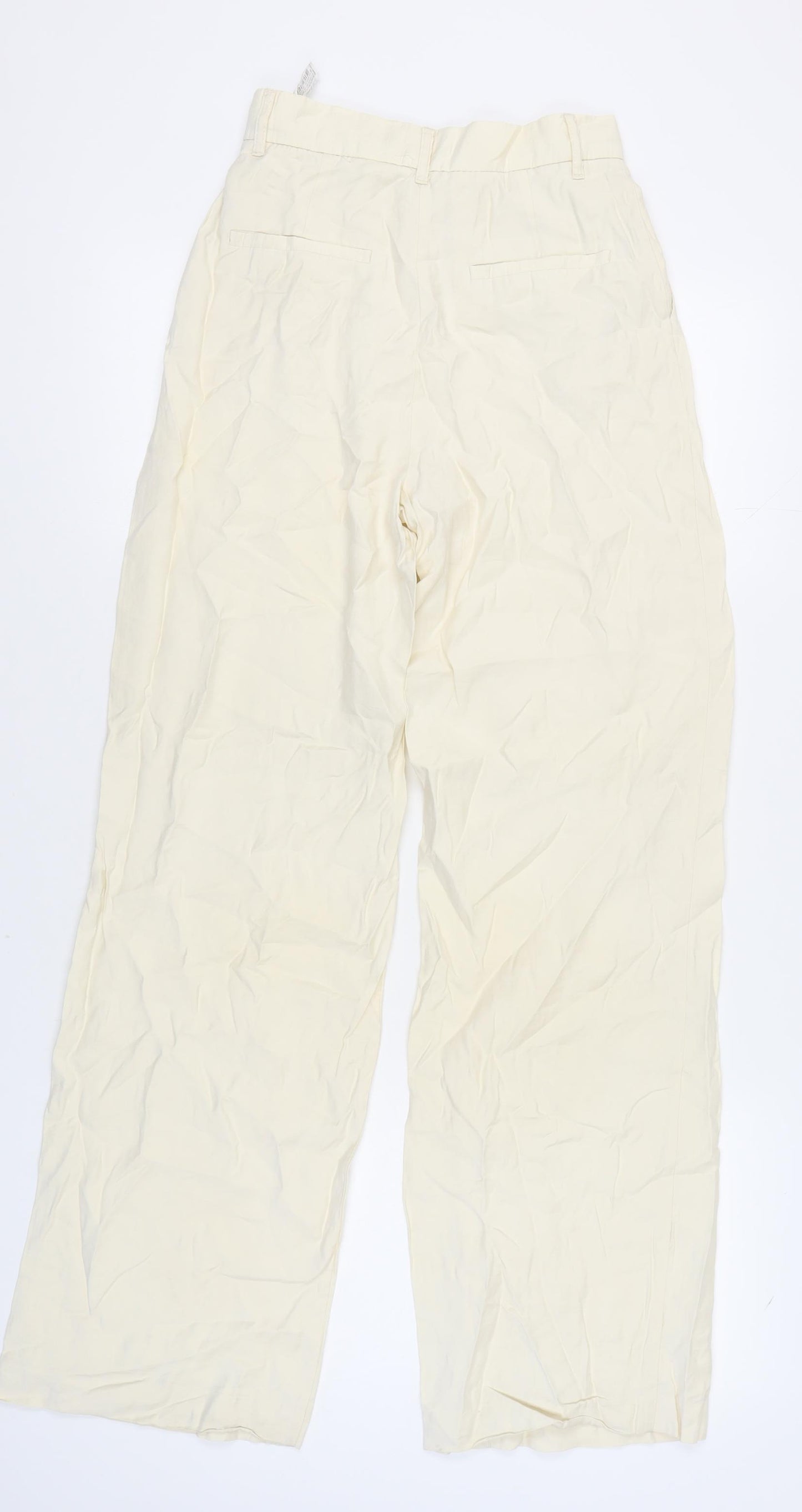 Zara Women's XS Ivory Wide-Leg Trousers - Modal Blend