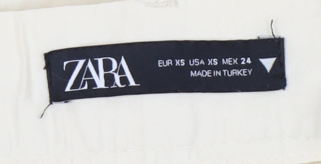 Zara Women's XS Ivory Wide-Leg Trousers - Modal Blend