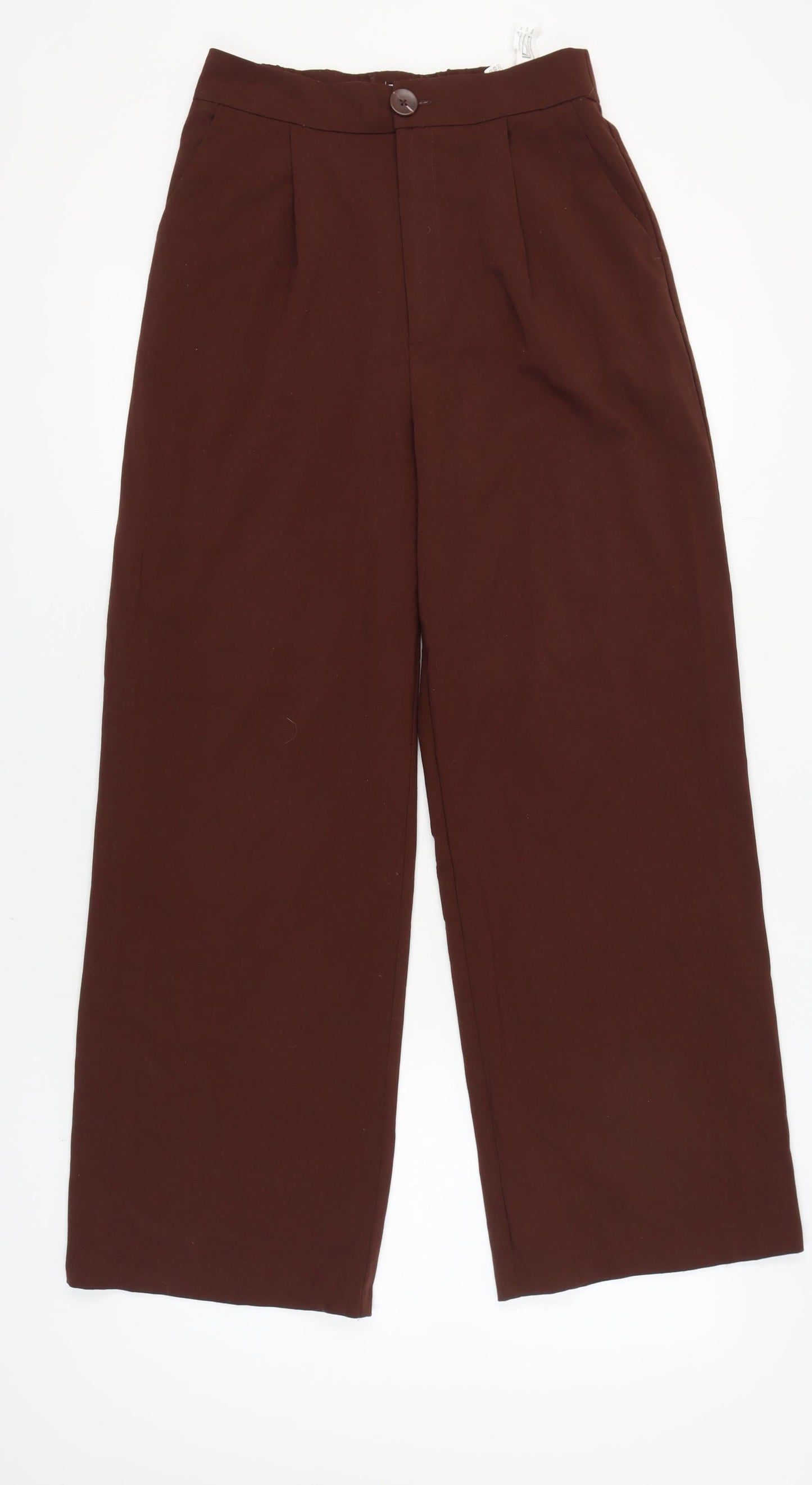 Stradivarius Women's Brown Wide-Leg Trousers UK 12
