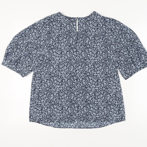 Marks and Spencer Women's Blue Floral Blouse Size 10