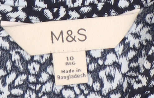 Marks and Spencer Women's Blue Floral Blouse Size 10
