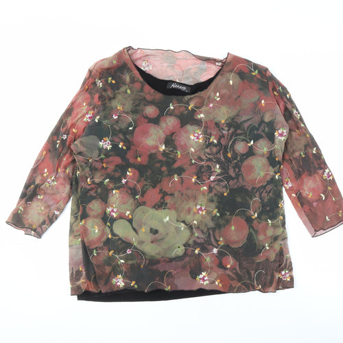 Alexara Women's Multicoloured Floral Blouse, XL, Embroidered