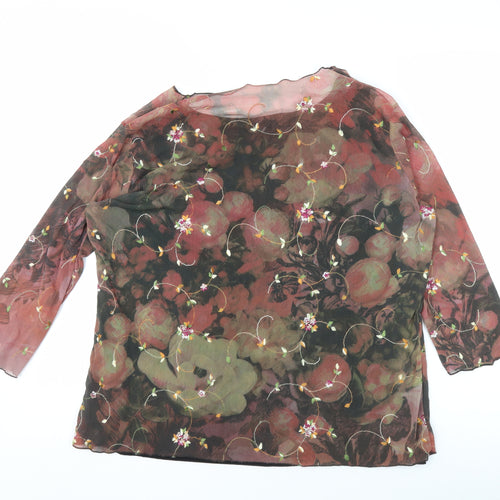 Alexara Women's Multicoloured Floral Blouse, XL, Embroidered