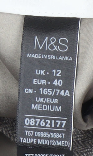 Marks and Spencer Women's Grey Herringbone Trousers, Size 12