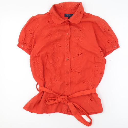 Debenhams Women's Red Short Sleeve Cotton Blouse