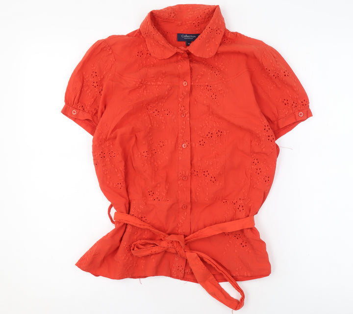Debenhams Women's Red Short Sleeve Cotton Blouse