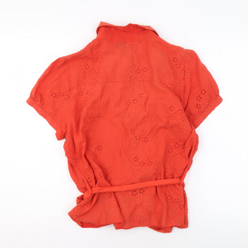 Debenhams Women's Red Short Sleeve Cotton Blouse