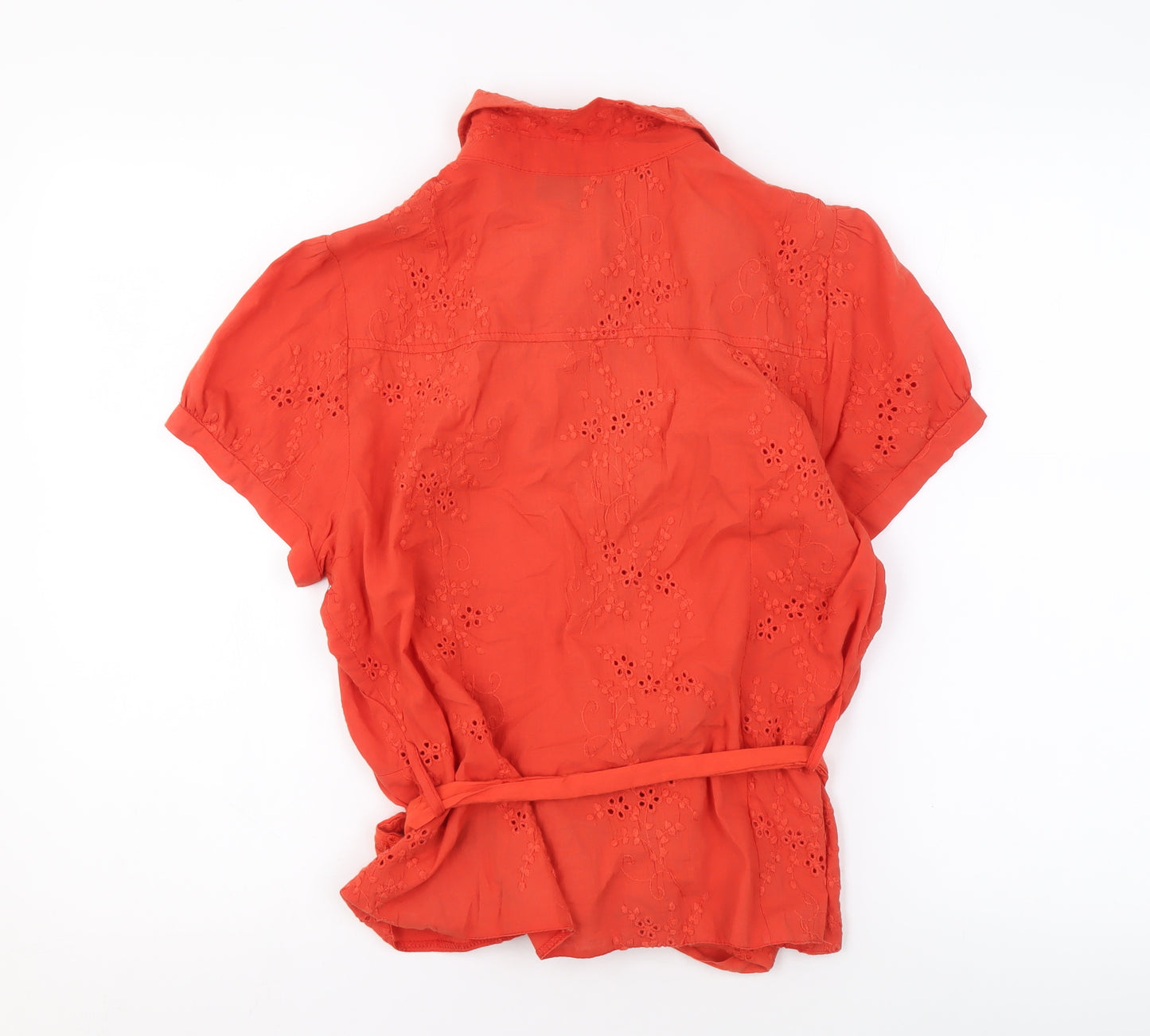 Debenhams Women's Red Short Sleeve Cotton Blouse