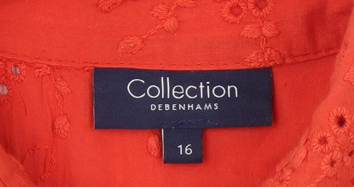 Debenhams Women's Red Short Sleeve Cotton Blouse