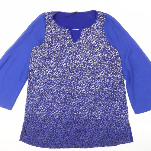 e. Women’s Blue Animal Print Long Sleeve Blouse Size 16