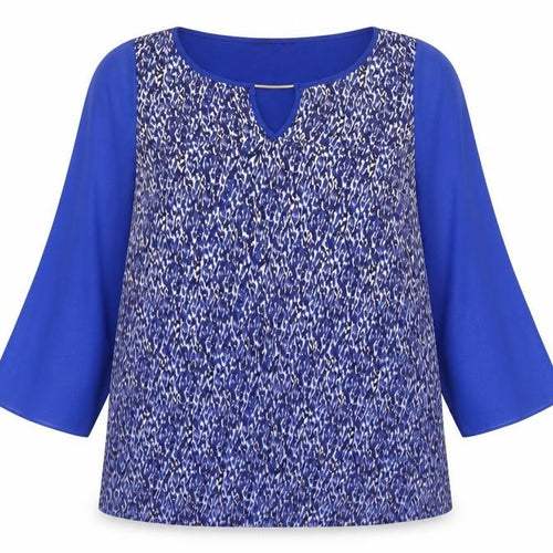 e. Women’s Blue Animal Print Long Sleeve Blouse Size 16