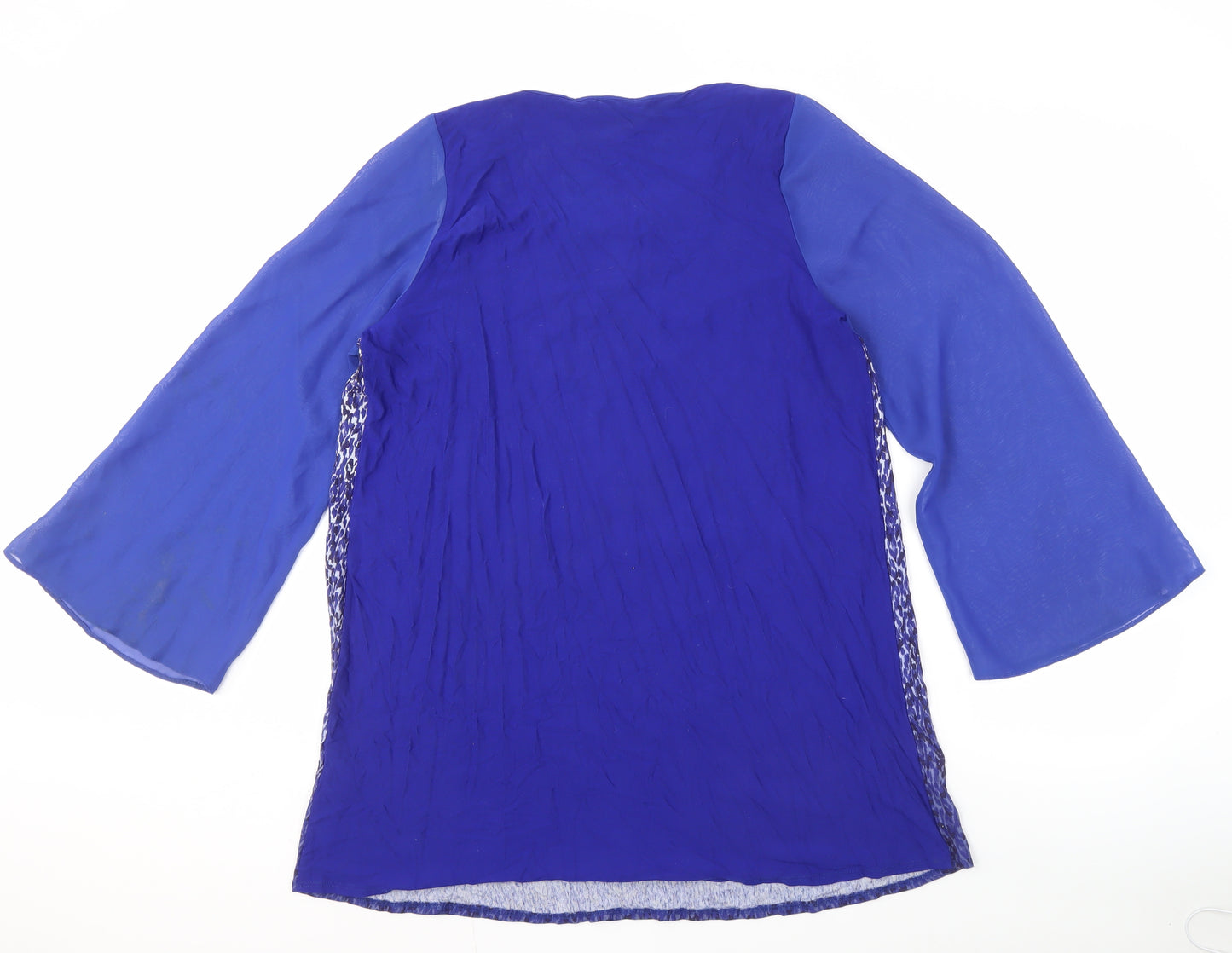 e. Women’s Blue Animal Print Long Sleeve Blouse Size 16