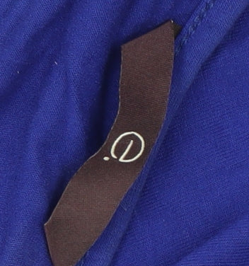 e. Women’s Blue Animal Print Long Sleeve Blouse Size 16