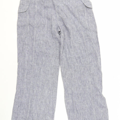 Marks and Spencer Blue Linen Straight Trousers Women Size 10