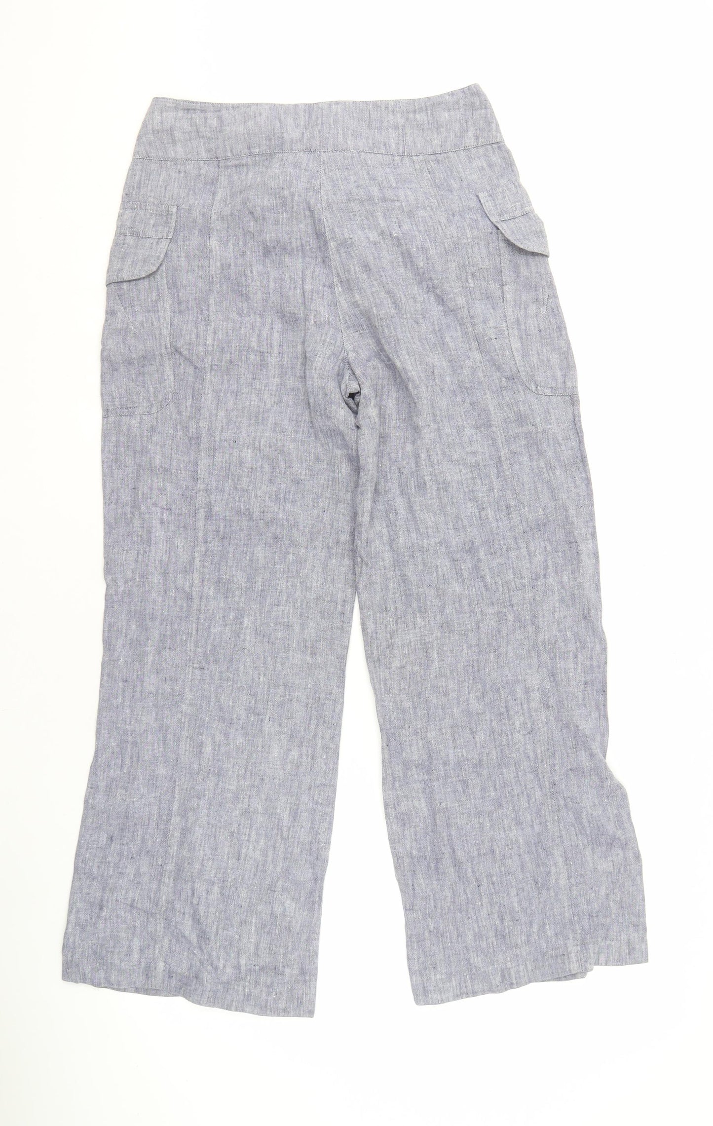 Marks and Spencer Blue Linen Straight Trousers Women Size 10