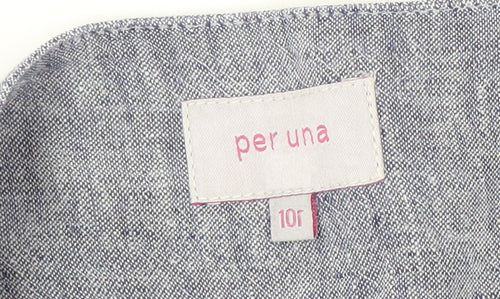 Marks and Spencer Blue Linen Straight Trousers Women Size 10