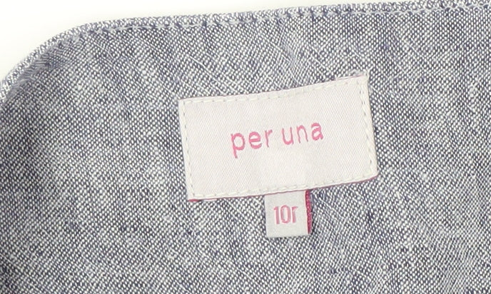 Marks and Spencer Blue Linen Straight Trousers Women Size 10