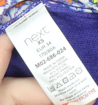 Next Women's Purple Floral Top XS